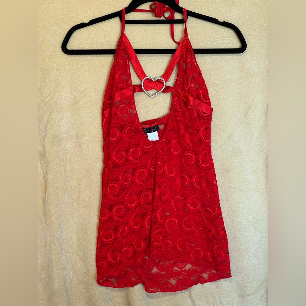 Dreamgirl Red Lace Top with Heart